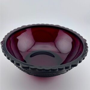 Vintage Avon Cape Cod Ruby Red Glass Bowl -Gothic Blood Red Dark Academia Décor